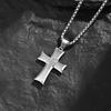 Unisex Steel Jewelry Zircon Inlay Cross Pendant Necklace 38*25mm
