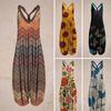 V-Neck Sleeveless Racerback Beach Rompers Ethnic Style Print Sling Harem Jumpsuit Streetwear