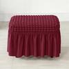 Seersucker Footstool Skirt Cover Stretch Spandex Ottoman Cover Solid Color Non Slip Washable Footrest Slipcovers for Living Room