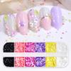 12 Grids Colorful Mixed Round Nail Glitter Sequins Decoration Sparkling Round Dot Flakes Flakes Petal Accessories Nail Art Supplies