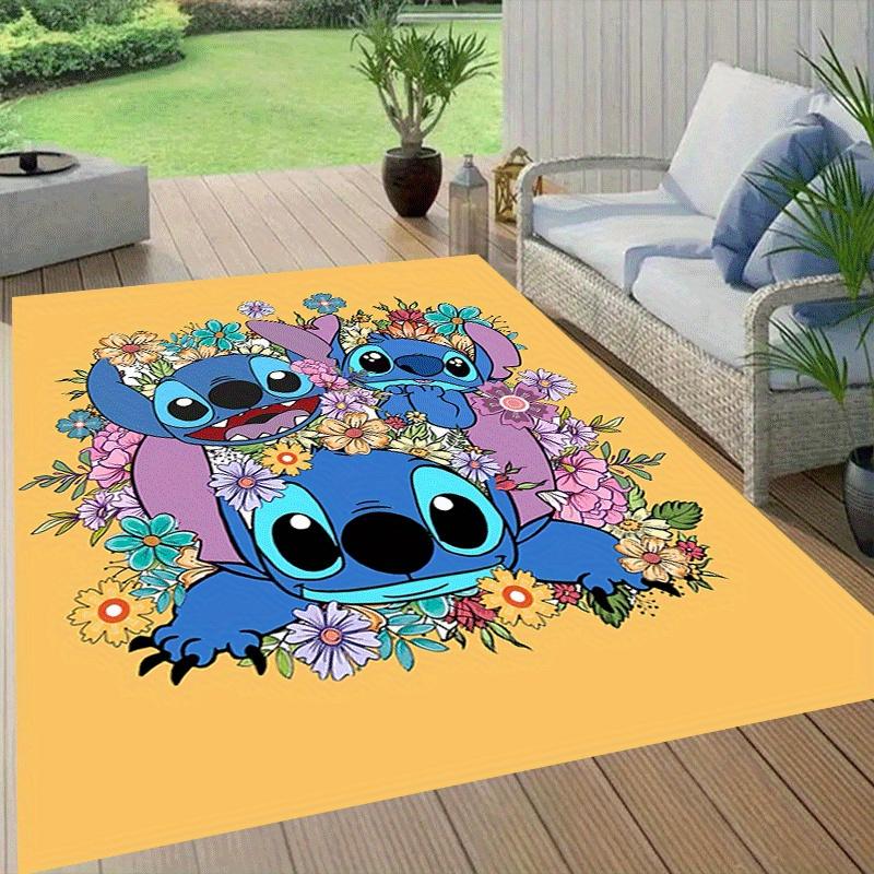 1pc Cute Stitch Pattern Area Rug Soft Flannel Floor Mat for Living Room,Office,Bedroom and Carpet,Sofa Coffee Table Floor Mat