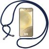 Protective Case - BOOLING - for Samsung Galaxy S24 - Shockproof - Ultra-transparent - Navy Blue Lanyard
