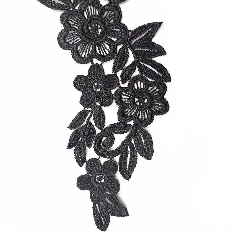 1Pair 3D Flower Embroidered Lace Applique Clothes Dress Repair Patch Solid DIY Sewing Trim Fabric Patches Apparel Decoration