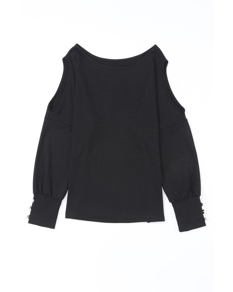 Azura Exchange Черный асимметричный вырез на пуговицах с длинным рукавом