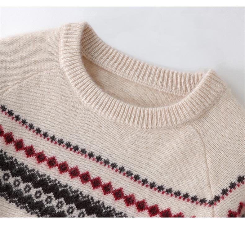 Кашемировый свитер Lekasha в стиле Fair Isle с круглым вырезом