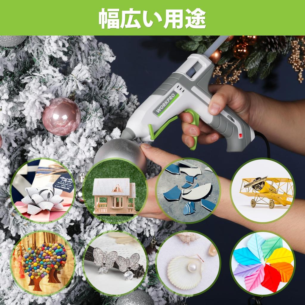 WORKPRO Glue Bond 10 Sticks 2 Adjustable Quick Leak and Burn Comes with PTC Heating Strong For DIY PSE Certified Gun, Gun, 100W, Included, Levels,