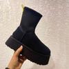 Shoes For Woman Elegant With Medium Heels Women's Snow Boots Ankle Elastic Black Chunky Booties Platform On Offer Stylish