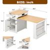 Kitchen Island with Casters, Extendable Dining Table with Power Strips and Two Drawers, Serves as Sideboard or Buffet for Dining Room (White)