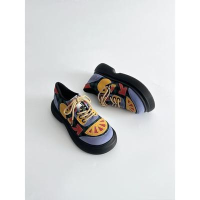 Нишевый дизайн, сочетание цветов, милые кеды, универсальная повседневная одинарная обувь, новая весенне-осенняя тенденция, туфли с большой головой, женские