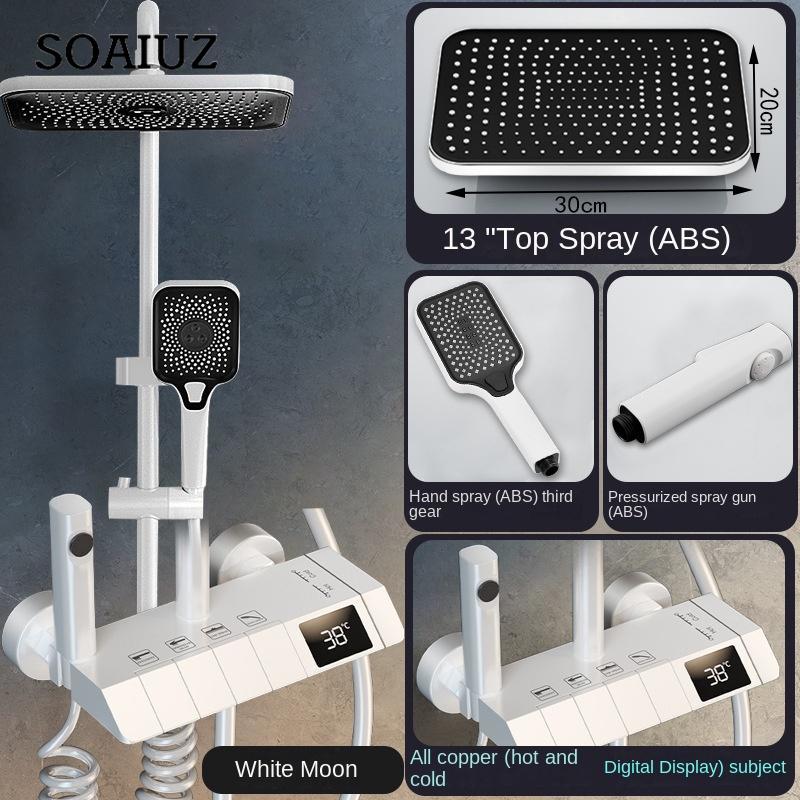 Черный цифровой смеситель для душа светодиодная душевая система настенное крепление для ванной комнаты кран с дождевой водой современные смесители