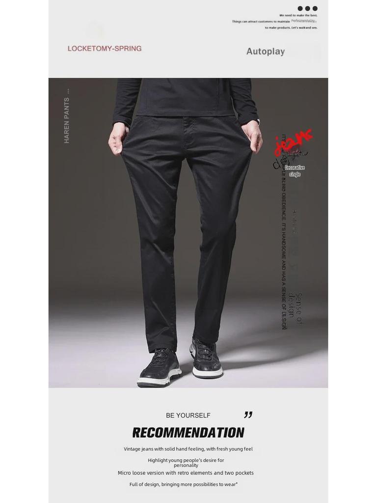 2023 Весна и Осень Мужские Эластичные Повседневные Прямые Брюки - Средний Возраст