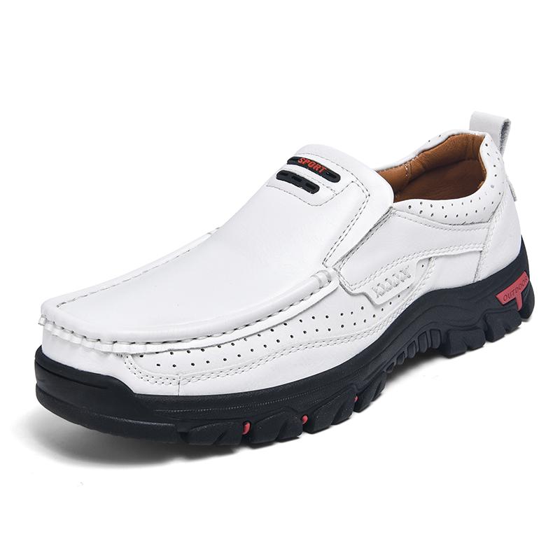 Fashion 2025 New Vintage Handmade Stitched Outdoor Men's Casual Shoes Size 38-48 Genuine Leather Breathable Anti-Slip Hiking Shoes