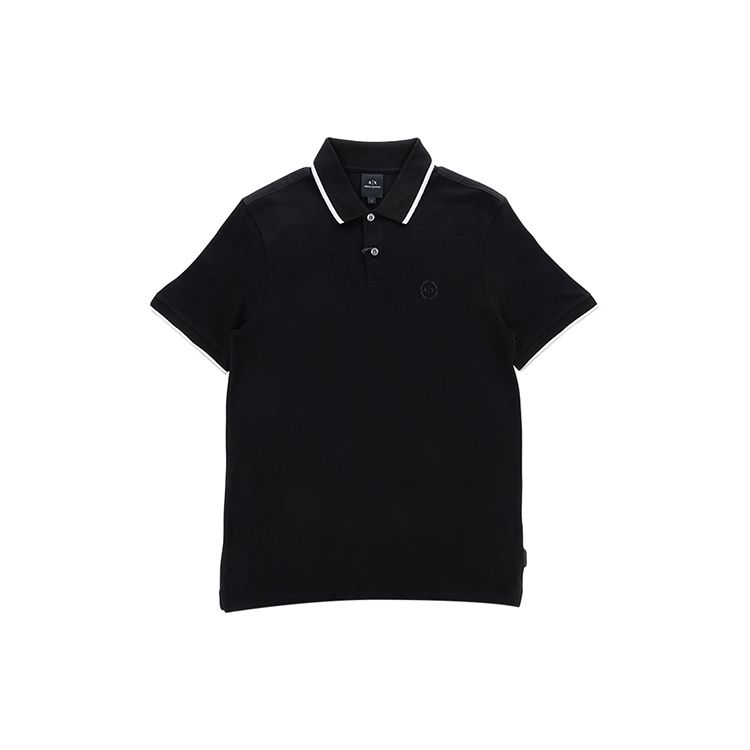Armani Exchange Однотонная Поло-рубашка с Логотипом Повседневная Свободного Кроя С коротким Рукавом Мужские Топы Черный 8NZF75-Z8M5Z-1200