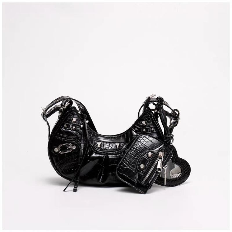 Новая сумка-подмышка в стиле панк-шик для байкера — многофункциональная плиссированная сумка через плечо с заклепками и кисточками, с кромкой Y2K для ночных клубов и улиц