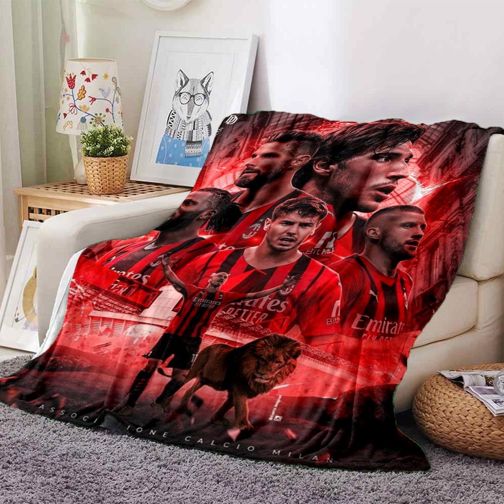 AC Milan Team Star Players Collage Print Flannel Blanket Soft Warm Throw Blanket Football Fan Sofa Bed Decor