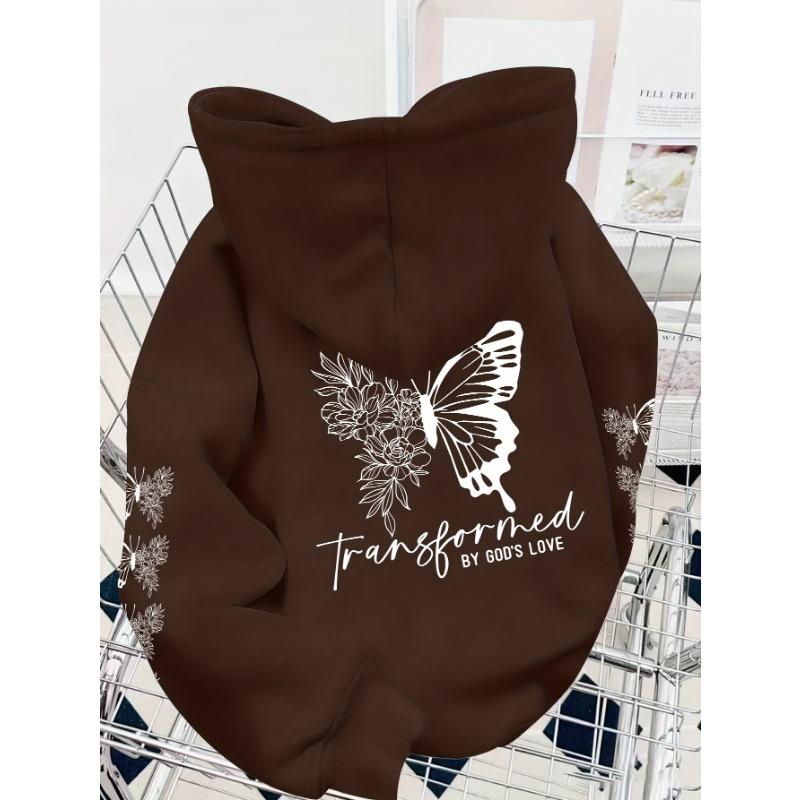 Women's Hooded Sweatshirt. A Loose Outer Jacket, Suitable for Autumn and Winter Seasons. Featuring Butterfly Series Print.
