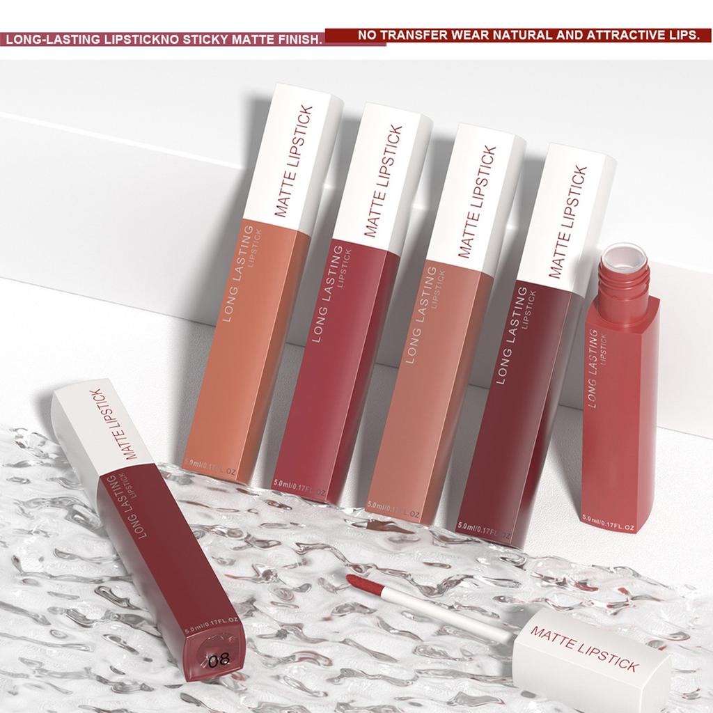 Водостойкая матовая помада для женщин, высокопигментированный стойкий блеск для губ, нелипкий финиш для ежедневного макияжа и макияжа для вечеринок