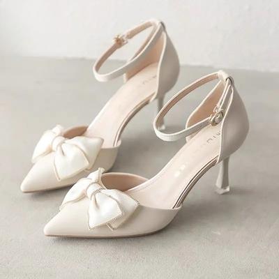 Женская обувь на среднем каблуке, модные туфли на шпильке с острым носком, элегантное платье, свадебная вечеринка, белый дизайнер