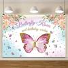 Beautiful Butterfly Flowers Photography Background Banner Party Decoration Girls Gift Baby Shower Birthday Backdrop Custom Props16