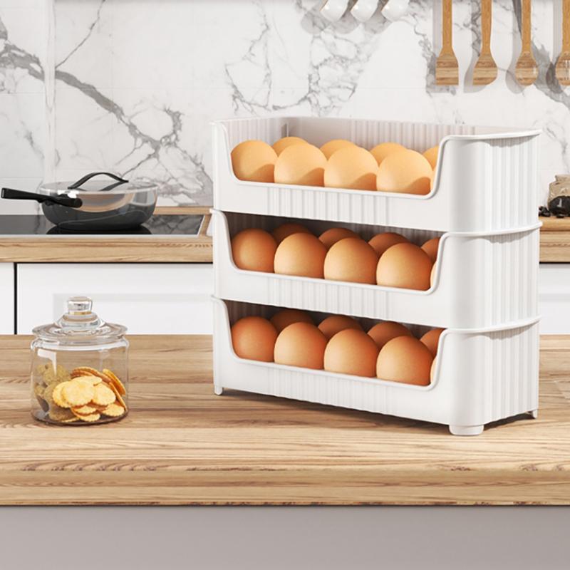 Пластиковый поддон для яиц на боковой двери холодильника, сохраняющий свежесть, многослойная стойка для хранения яиц, специальный экономящий место держатель для яиц на кухне