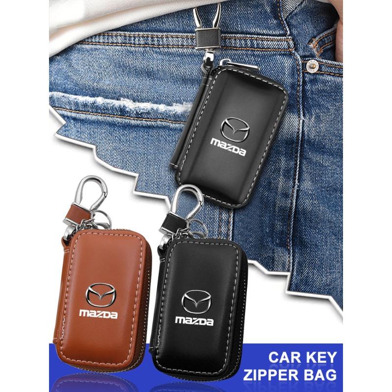 1Pcs Leather Emblem Car Key Case Keychain Zipper Key Case Bag For Mazda CX5 2 CX3 CX9 MX5 RX8 Axela Demio MS CX5 2 Axela Demio Atenza MS GJI GH BK MP
