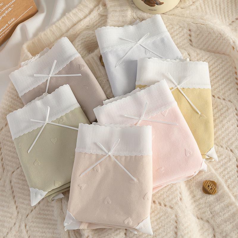 10A Antibacterial Seamless Lace Trim Cotton Women's Triangle Panties