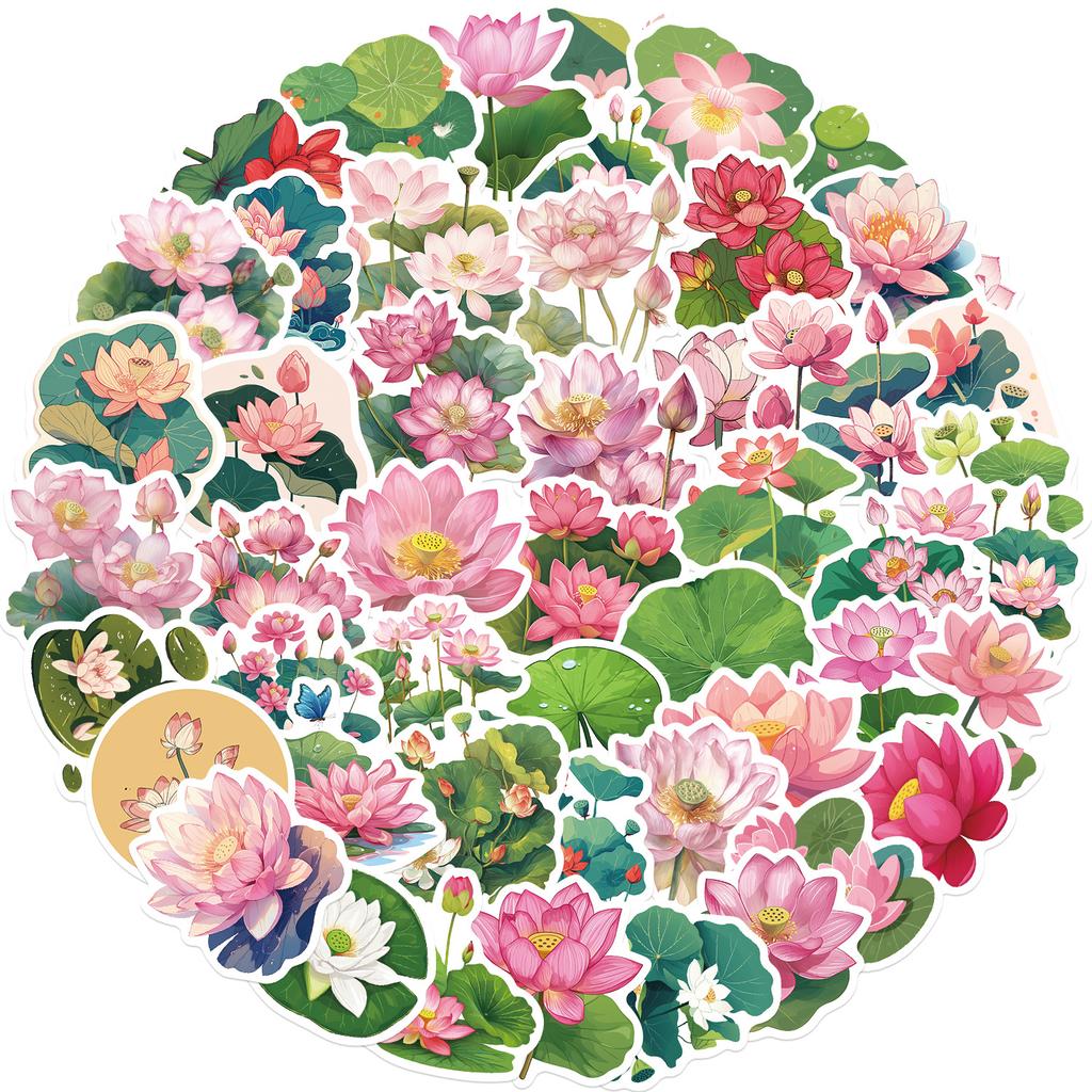 50 Мультяшных Розовых Лотосов Дудл Наклеек Декоративные Наклейки для Ipad Чемодана Блокнота Сделай Сам Водонепроницаемые