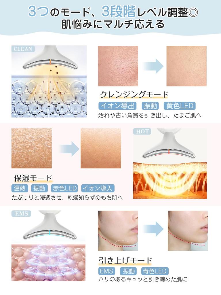 Kiboer Facial Beauty 8 Functions In EMS Facial Beauty LED Electric Light Vibration Beauty 3 3 Easy To Home Facial Beauty White Device, 1, Roller,