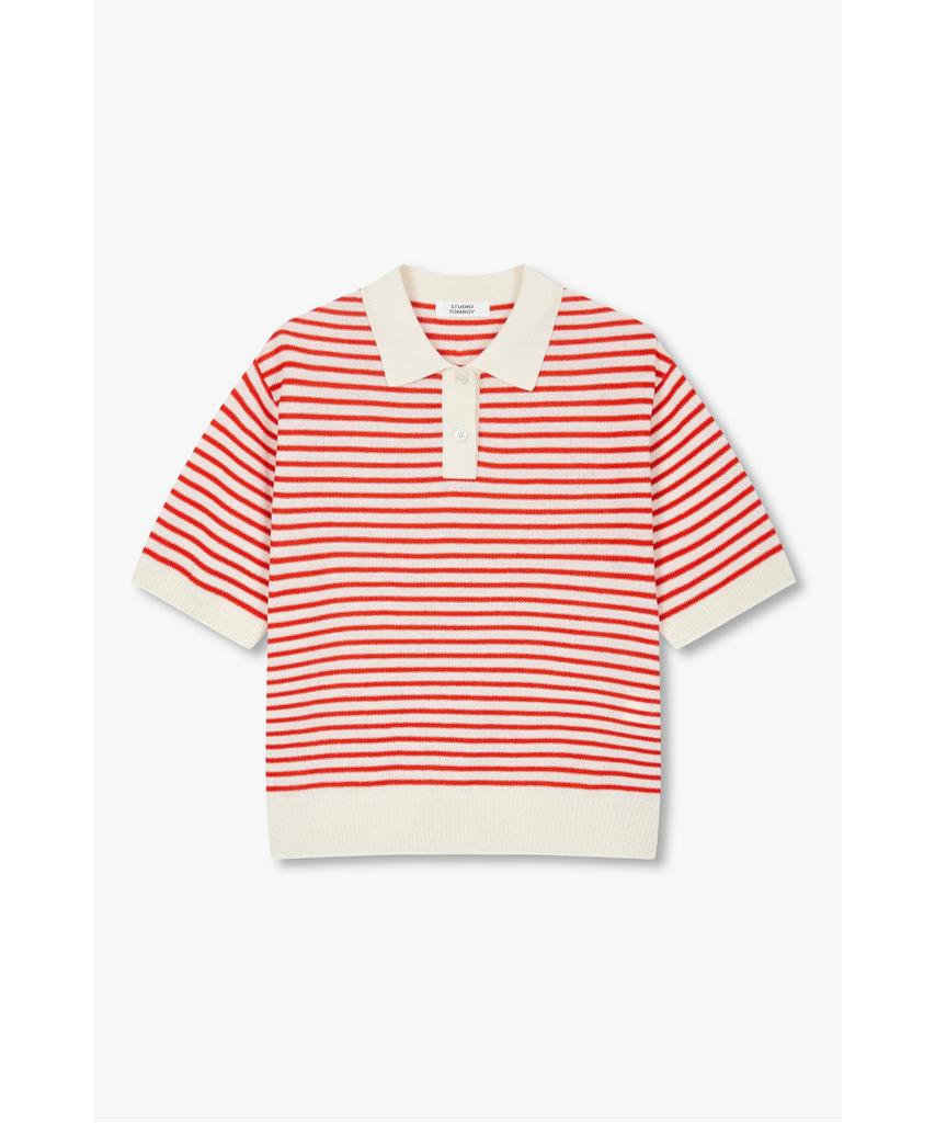STUDIO TOMBOY Striped Collar Pullover _Red_9176352971