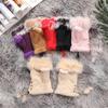Fashion Winter Half Finger Fingerless Gloves Wrist Mitten Rabbit Fur Winter Glove