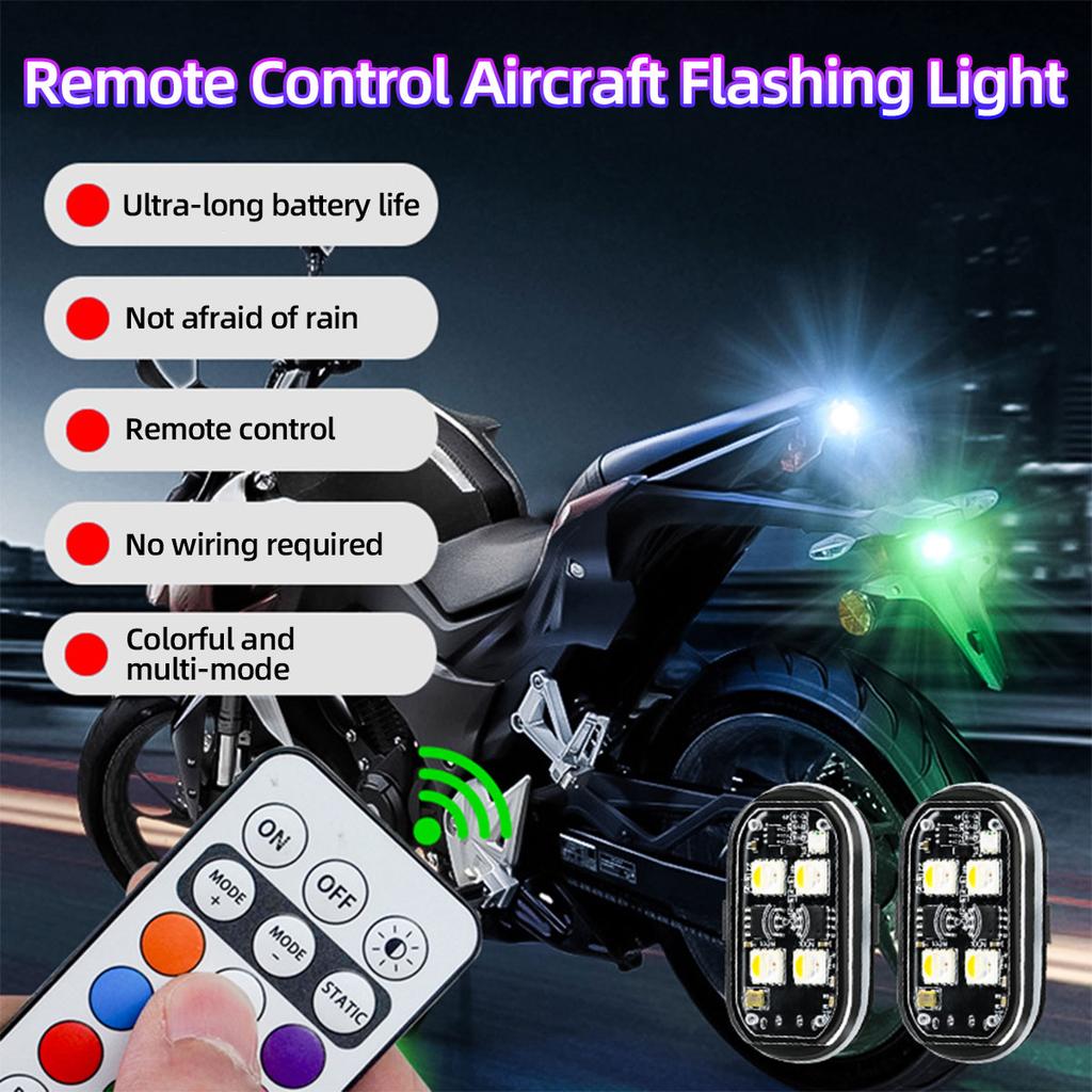 2PCS Car LED Strobe Lights 8 Colors Warning Flash Light Wireless with Remote Control Decoration Light for Truck SUV UTV SSV ATV