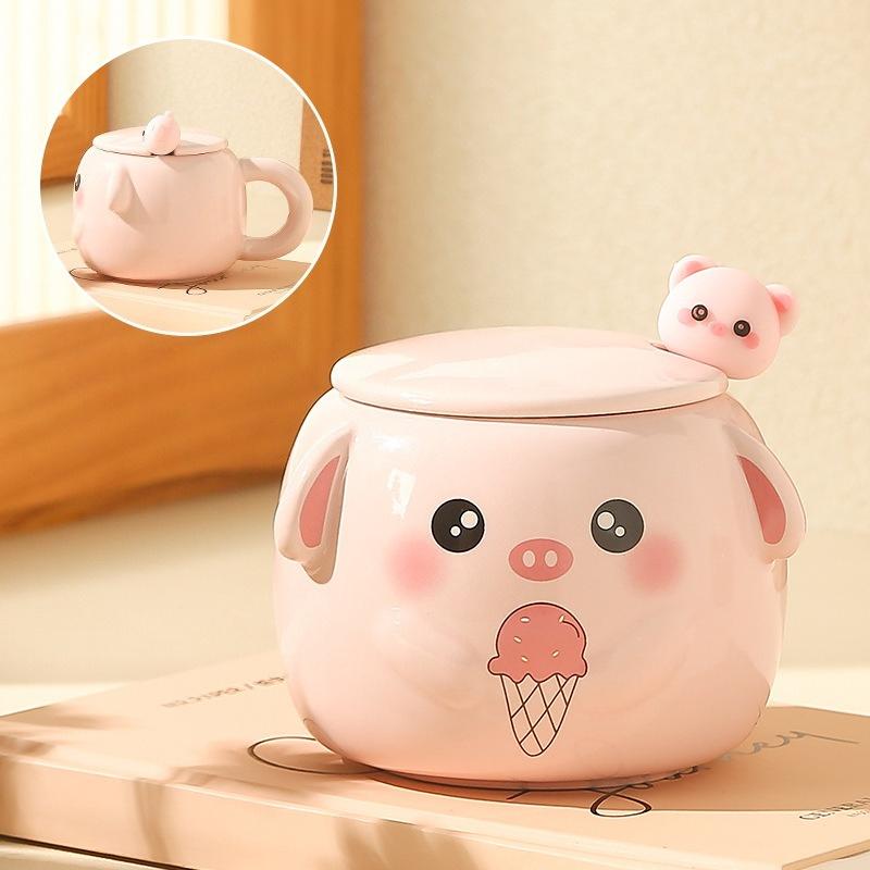 Cartoon Animal Ceramic Mug Creative Coffee Milk Tea Water Cup Cute Children Breakfast Cups Couple Mugs Household Drinkware