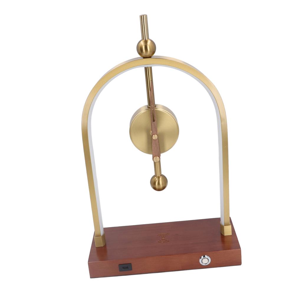 LED Desk Lamp Silent Clock with Wireless Charger Modern Adjustable Lighting for Bedroom Study US