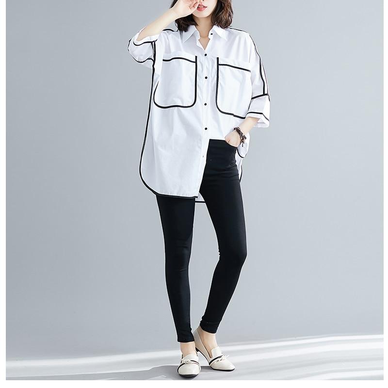 Dimanaf Женская блузка больших размеров, рубашки, летние офисные женские топы, туника большого размера, хлопковая свободная повседневная женская одежда, новинка 2021 года