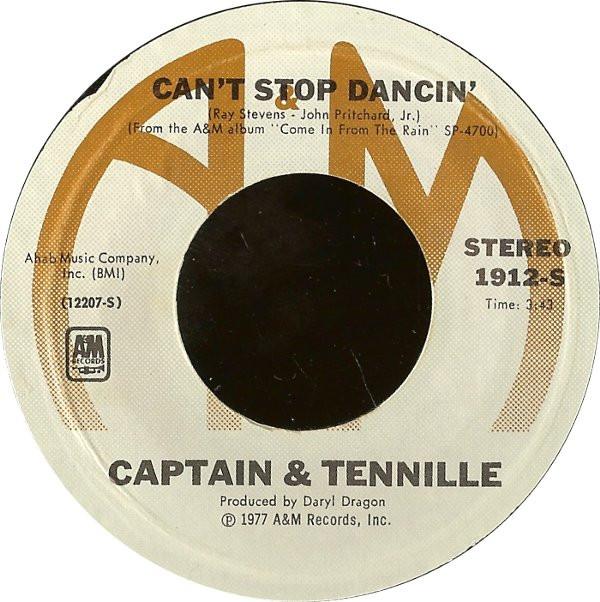 7-дюймовая пластинка CAPTAIN & TENNILLE - Can't Stop Dancin' 1912S A&M Records 1977 США Рок Б/у