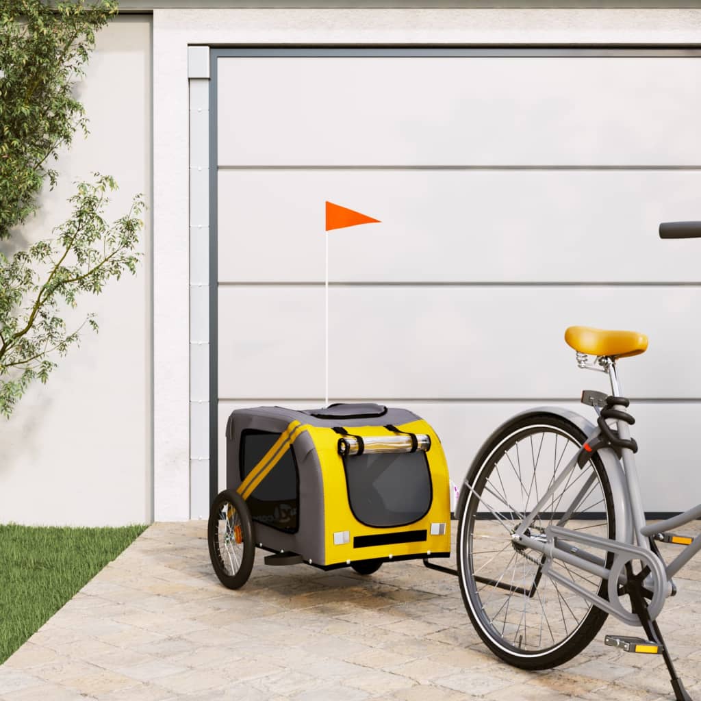 Bicycle Trailer for Dogs Yellow and Grey Oxford Fabric and Iron
