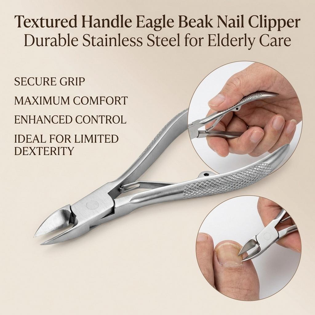 Textured Handle Eagle Beak Nail Clipper Durable Stainless Steel for Elderly Care