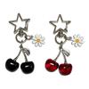 Vintage Cute Cherry Daisy Keychain Able Creative Fruit Cherry Keychain Exquisite Bag Hanging Decoration Accessories Gifts
