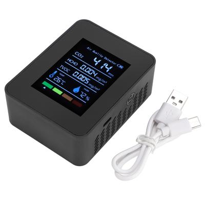 Портативный детектор качества воздуха CO2 TVOC HCHO Влажность Температура 5 в 1 Многофункциональный тестер качества воздуха в помещении