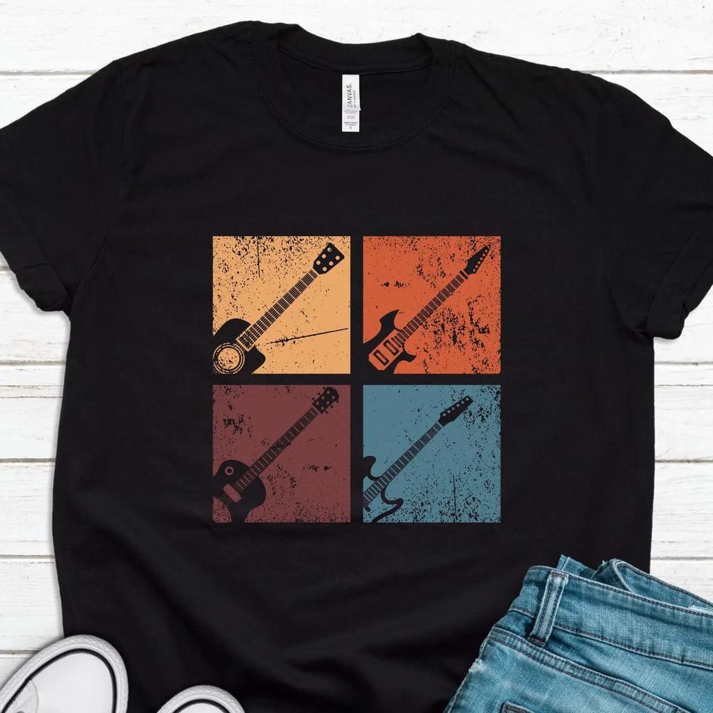 Guitar T Shirt Vintage Picks Guitarist Player For Dd0146 Vintage Stretched Graphic Fashion Comfortable Stylish Unisex