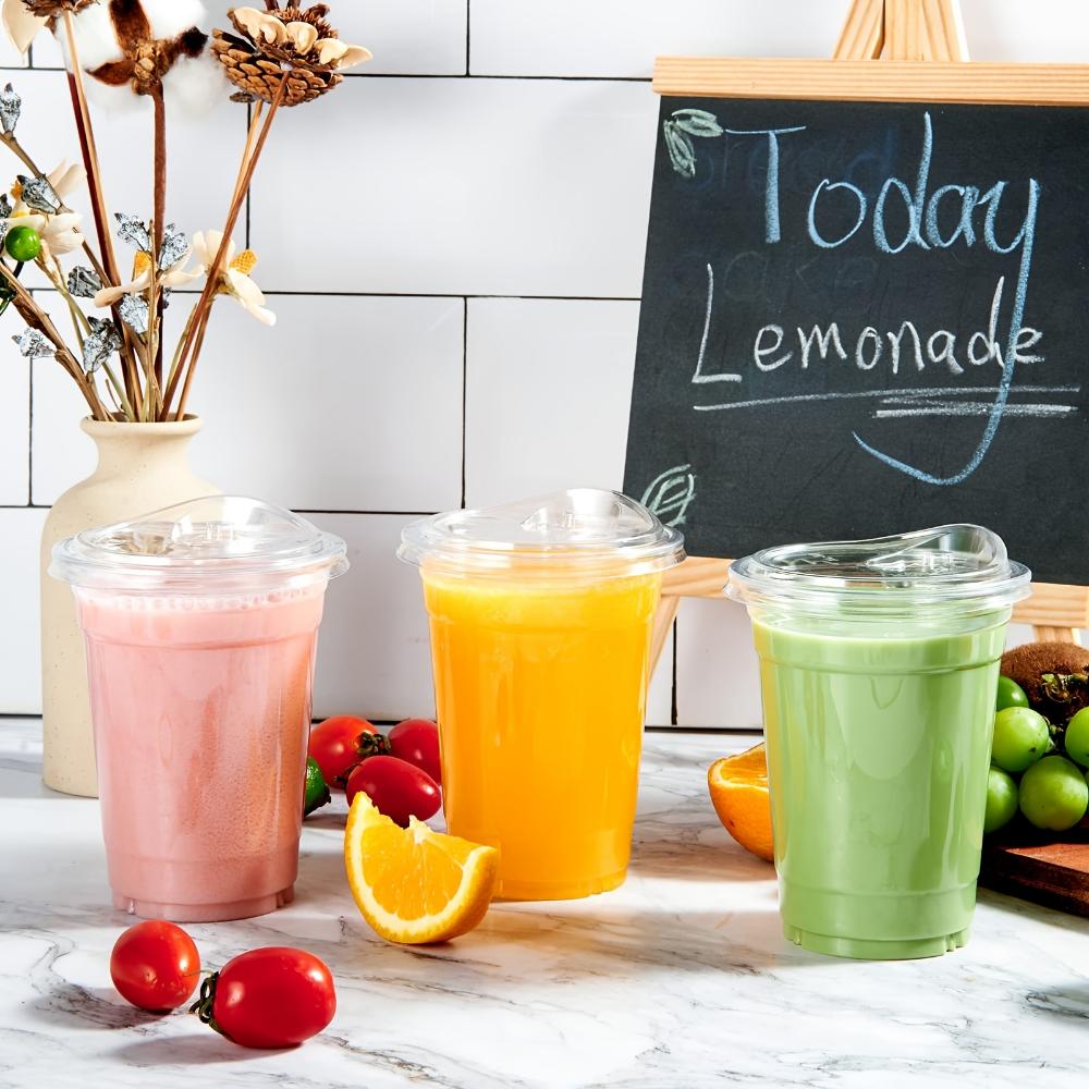 50Set Plastic Drinking Cups with Strawless Sip Lids BPA Free Disposable Cold Drink Cups for Christmas Halloween Party