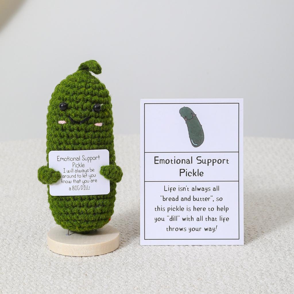 Positive Crochet Potato Doll with Card Handmade Knitted Emotional Support Hug Pocket Cucumber Ornament Room Decor Christmas Gift