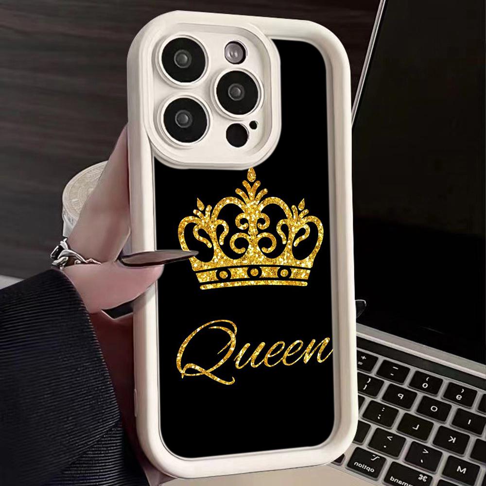 N94 Queen King Crown Мягкие чехлы для телефонов с ангельскими глазками для Samsung A54 A34 A13 A14 S23 S24 Ultra S20 FE Xiaomi Redmi Note 13 12C противоударный чехол