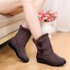 Зимние/осенние хлопковые сапоги для матери с плюшевой изоляцией, нескользящие короткие сапоги из водонепроницаемой ткани на плоской подошве, зимние сапоги на коровьей сухожильной подошве