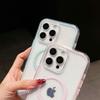 Магнитный Прозрачный Цветной ТПУ Прозрачный Гибкий Мягкий Чехол Защитная Задняя Крышка для iPhone 16 15 14 13 12 11 Pro Max