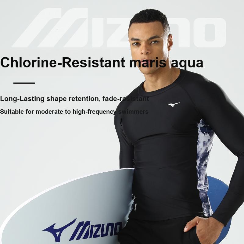 Mizuno Солнцезащитный быстросохнущий купальный костюм с длинным рукавом для мужчин, черный N2CA2103