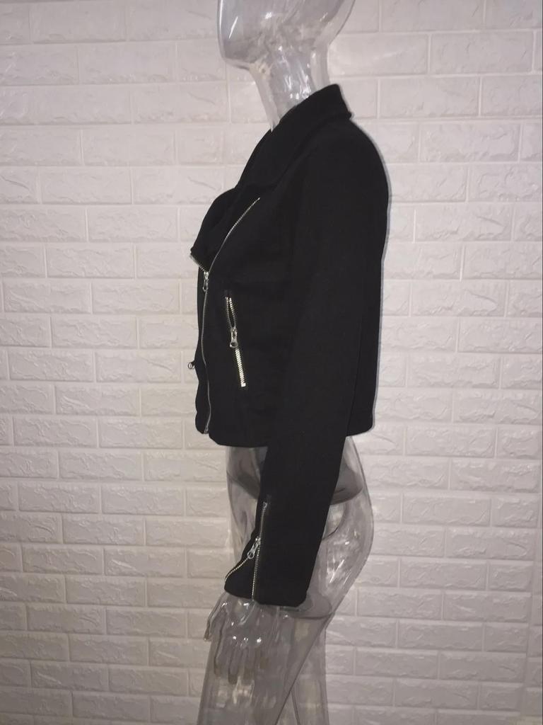 Women's Autumn/Winter Lapel Jacket with Multiple Zippers