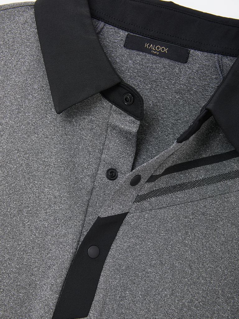 IKALOOK Sports Diagonal Stretch Collared Long Sleeve Tee Ctee126