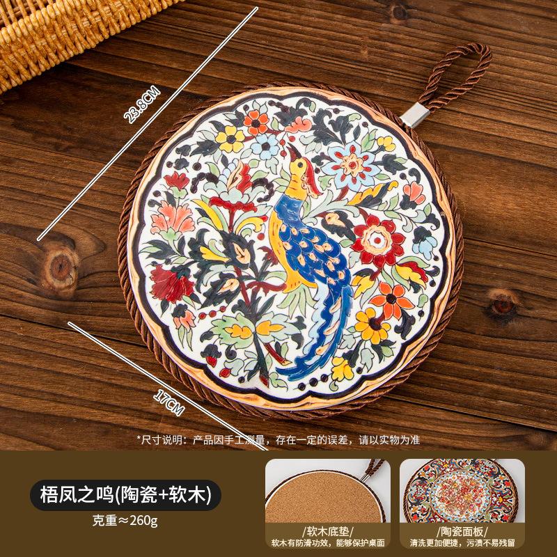 Ceramic Insulation Placemat Anti-scalding Anti-Slip Ethnic Style Dining Table Pan Mat Vintage Cork Placemat Cups Mat Kitchen New