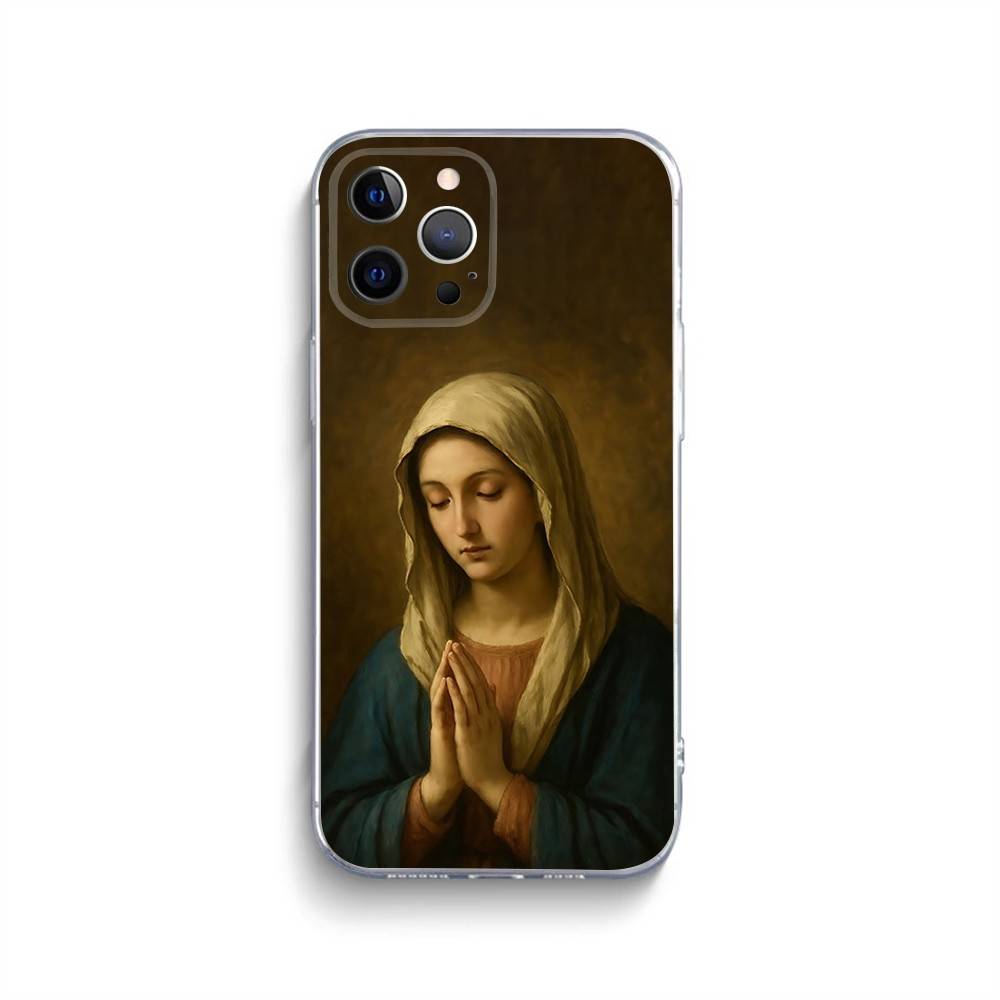Virgen St.Mary Celestial Mother Phone Case For iPhone 16,15,14,13,12,11 Pro,Max,Plus,X,XS,XR,SE,Mini Transparent Silicone Soft